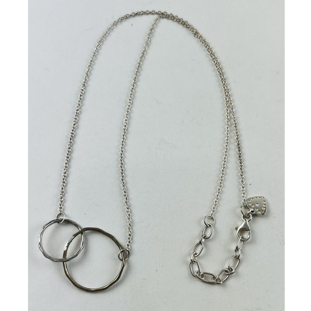 Stella and Dot Love Eternal Hoop Rings Pendant Sterling Silver Necklace Heart Ta